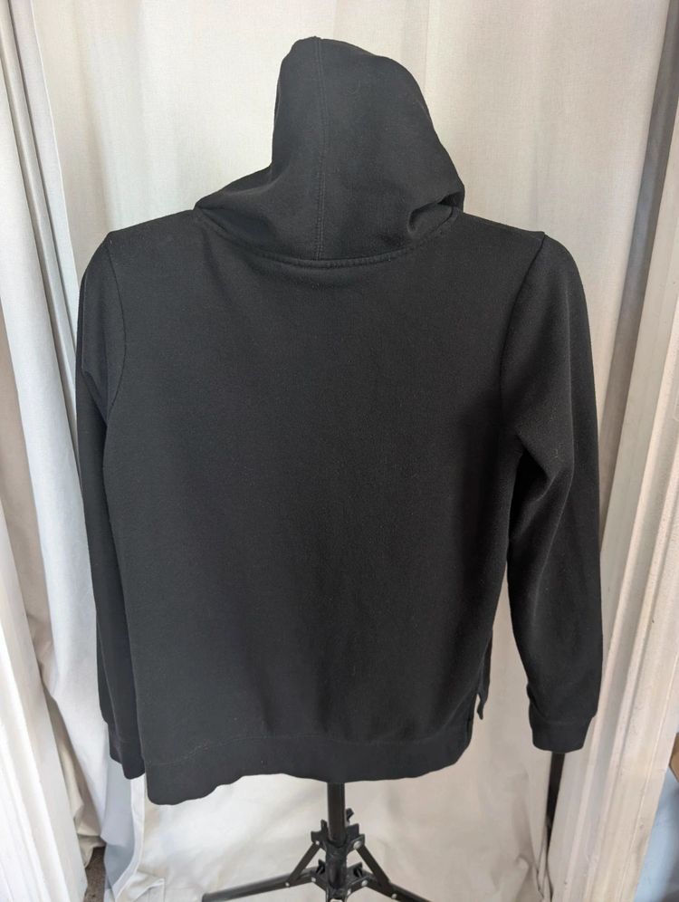 Reebok Big Logo Graphic Hoodie Sweatshirt Black Fleece Jumper Size M image 9