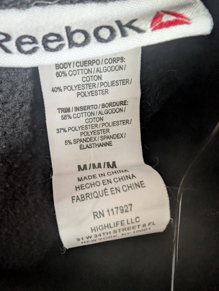 Reebok Big Logo Graphic Hoodie Sweatshirt Black Fleece Jumper Size M image 5