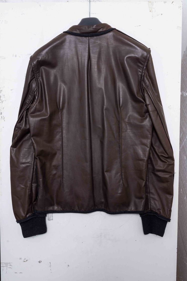 Lanvin Paris Calfskin Leather Pleated Blouson Jacket image 11