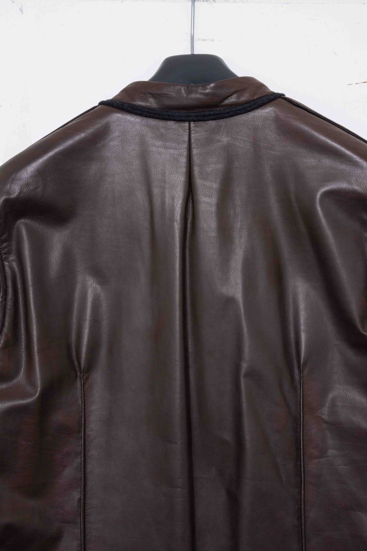 Lanvin Paris Calfskin Leather Pleated Blouson Jacket image 9