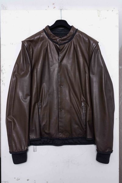 Lanvin Paris Calfskin Leather Pleated Blouson Jacket