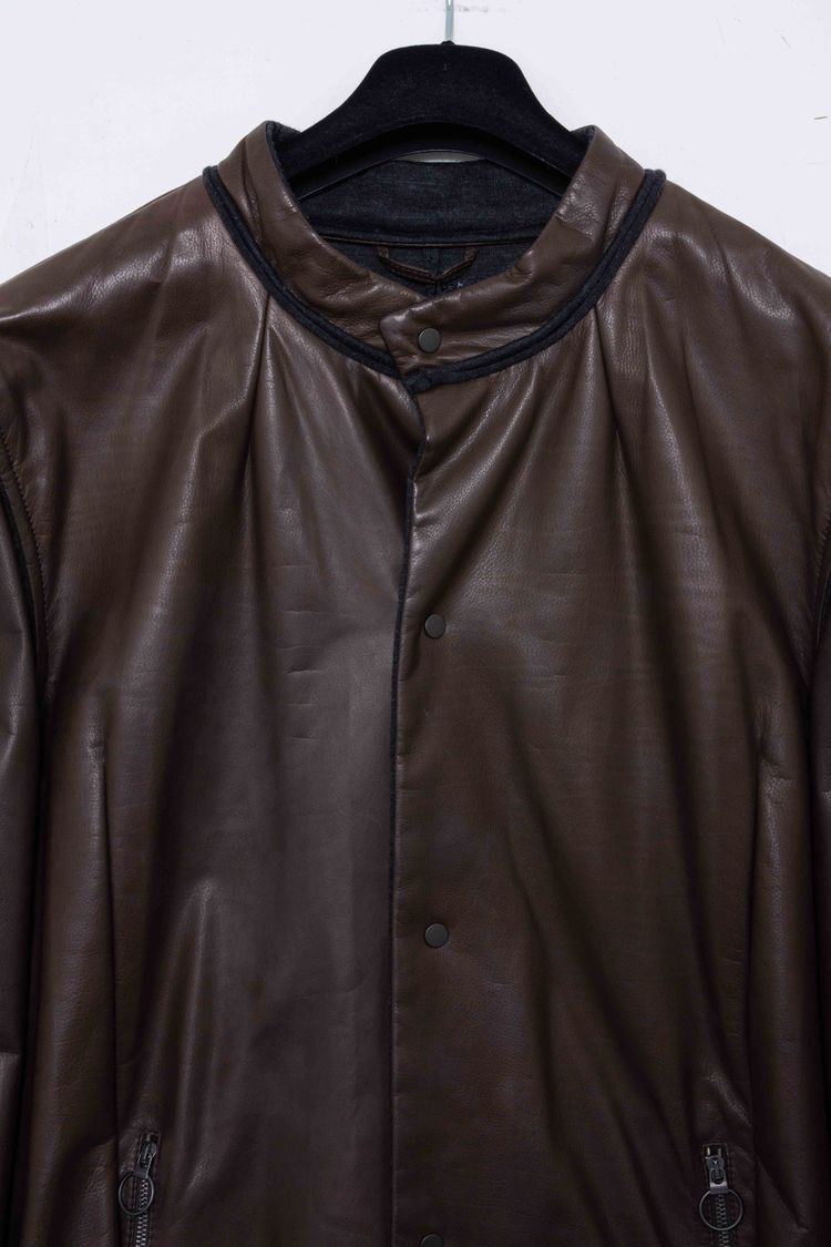 Lanvin Paris Calfskin Leather Pleated Blouson Jacket image 3