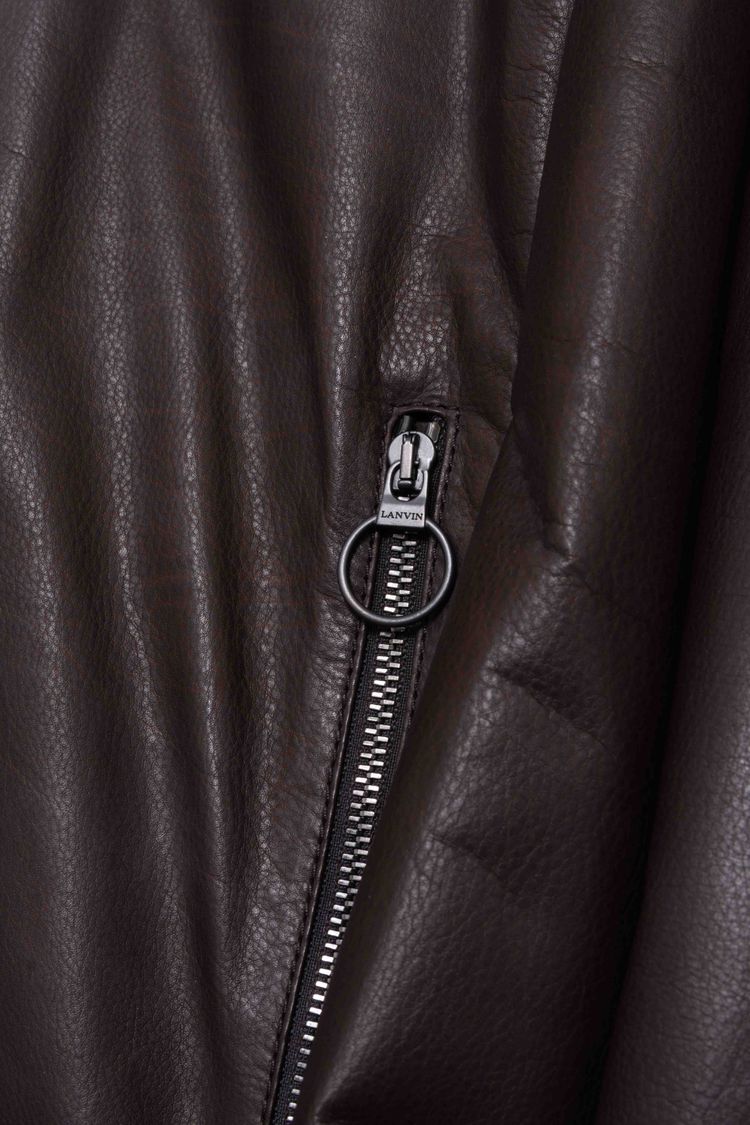 Lanvin Paris Calfskin Leather Pleated Blouson Jacket image 10