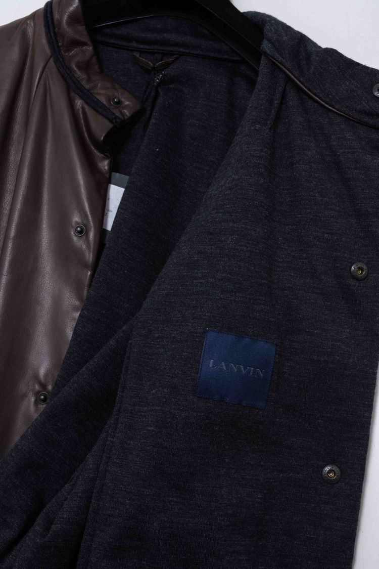 Lanvin Paris Calfskin Leather Pleated Blouson Jacket image 2