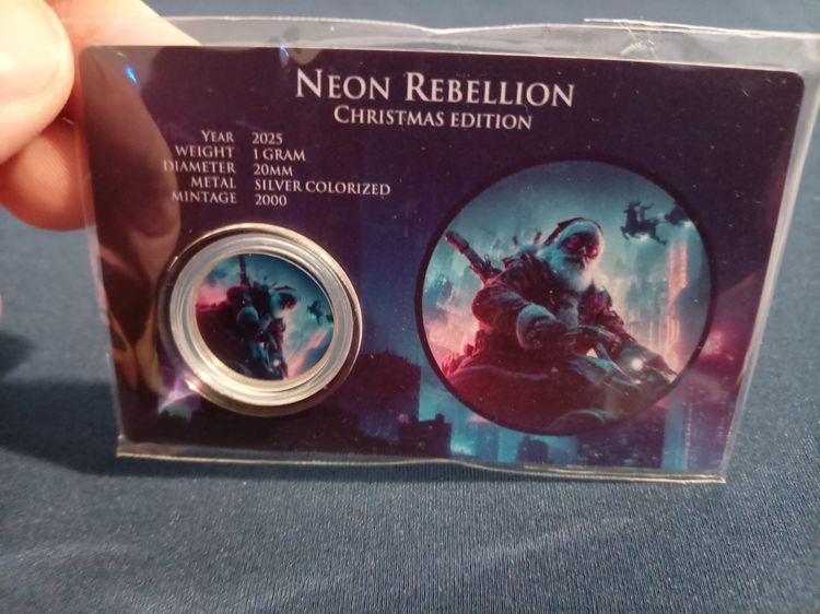 Neon Rebellion Christmas Edition silver bullion  Coin
