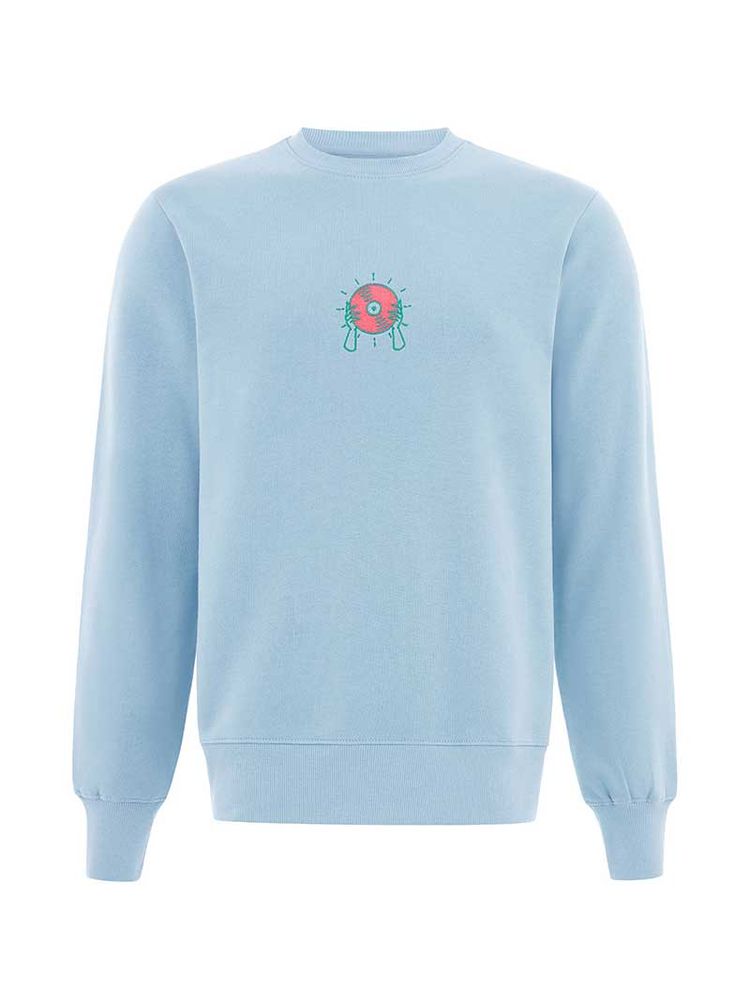 Disco Cult Embroidered Mens Sweatshirt, Organic Cotton, in Light Blue imagen 7