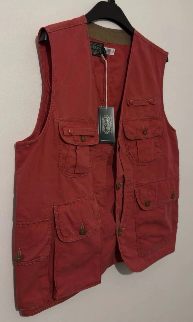 Ralph Lauren Polo Country Red Cotton Canvas Vest 2