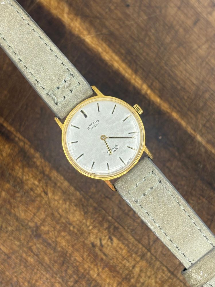 Rotary beaten silver dial manual wind gents wristwatch