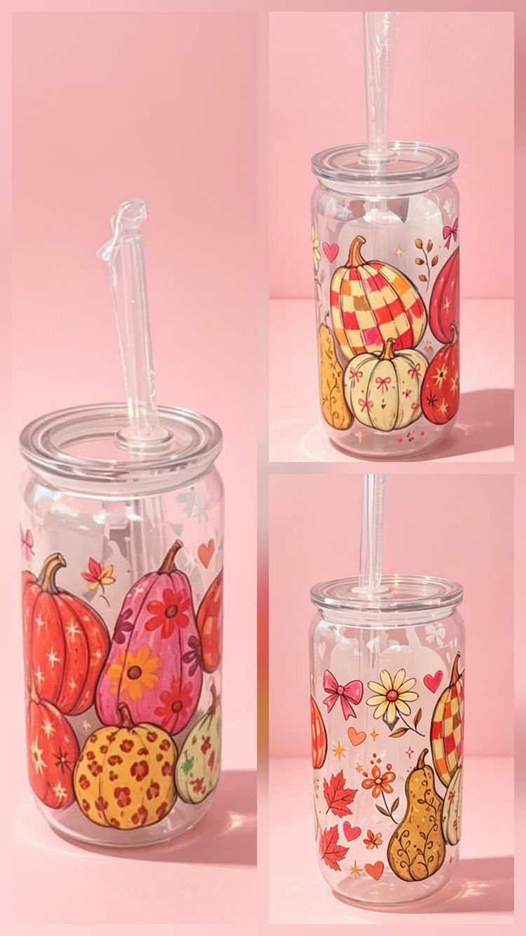 Other Decorative Pumpkin-Themed Tumbler With Straw zdjęcie produktu