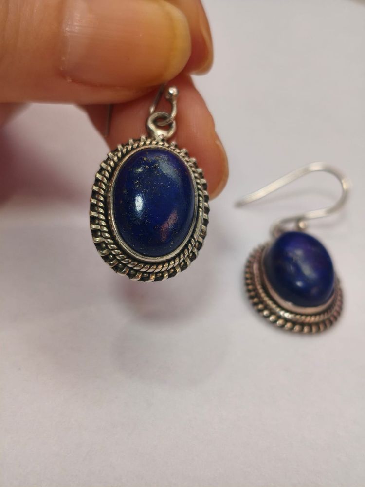 Pendientes plata de LEY 925 - LAPISLAZULI- imagen 3