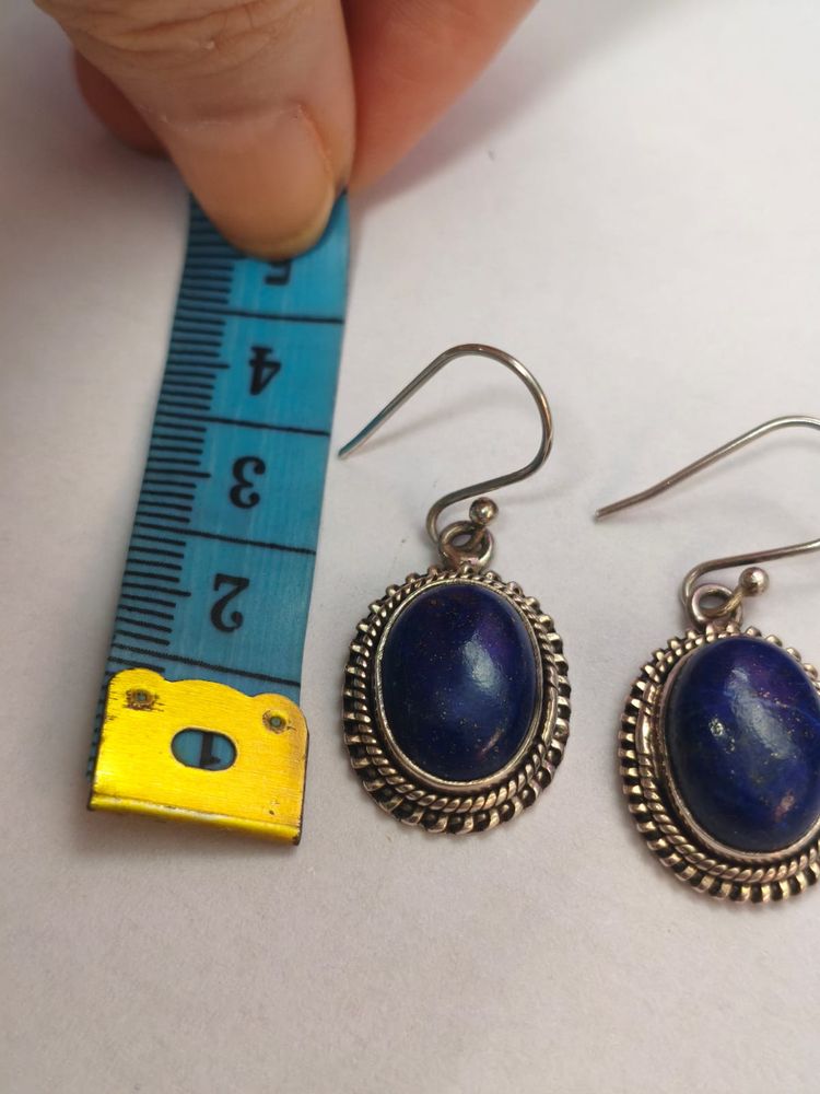 Pendientes plata de LEY 925 - LAPISLAZULI- imagen 4
