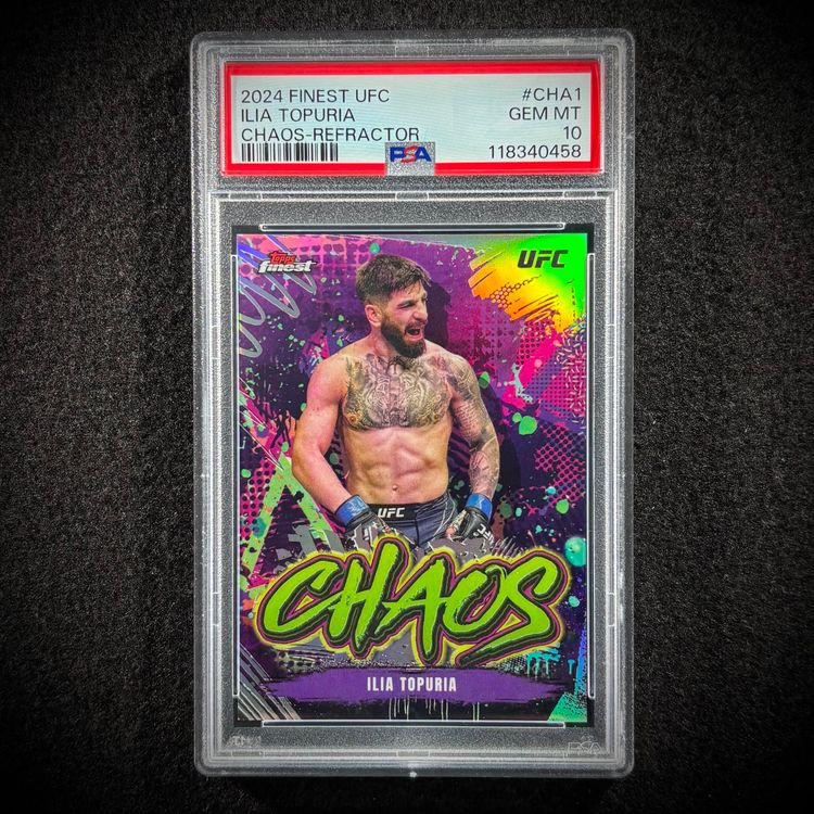 Ilia Topuria 2024 Topps Finest UFC Chaos Refractor PSA 10 Gem Mint #CHA-1 imagen 1