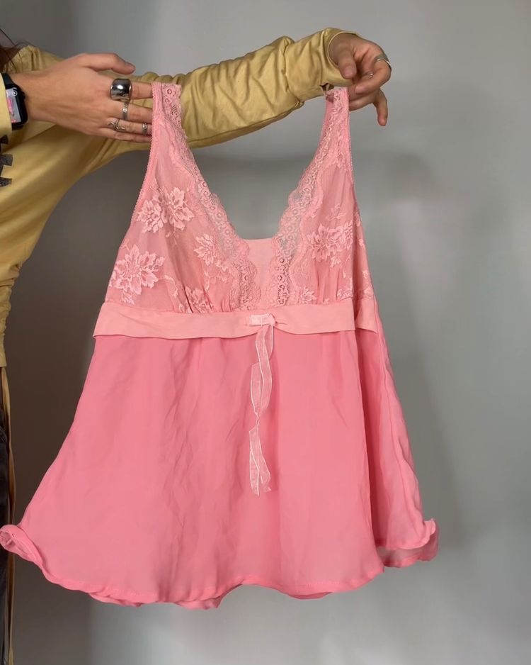Victoria's Secret PINK Pink Lace And Chiffon Sleeveless Top product image