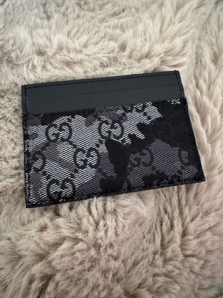 Gucci Marble Canvas Card Holder (Black Camo) NO BOX 