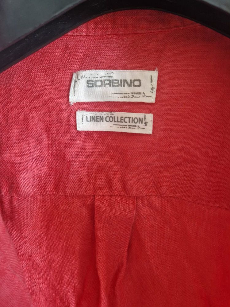 Immagine di Sorbino Red Linen Shirt 3