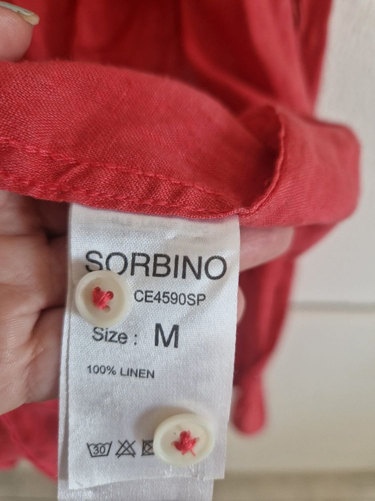Immagine di Sorbino Red Linen Shirt 2