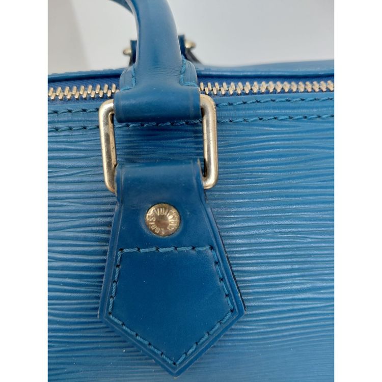 Louis Vuitton Speedy 25 handbag in Blue Epi leather imagen 6