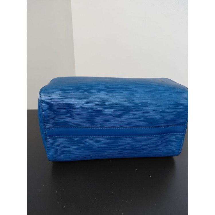 Louis Vuitton Speedy 25 handbag in Blue Epi leather imagen 9