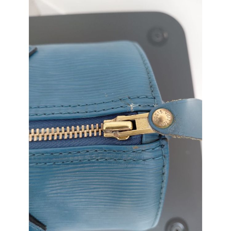 Louis Vuitton Speedy 25 handbag in Blue Epi leather imagen 7