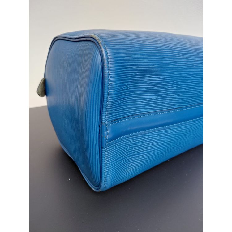 Louis Vuitton Speedy 25 handbag in Blue Epi leather imagen 10
