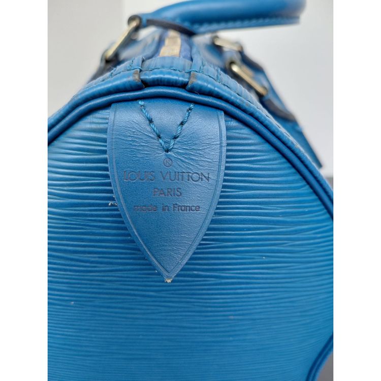 Louis Vuitton Speedy 25 handbag in Blue Epi leather imagen 2