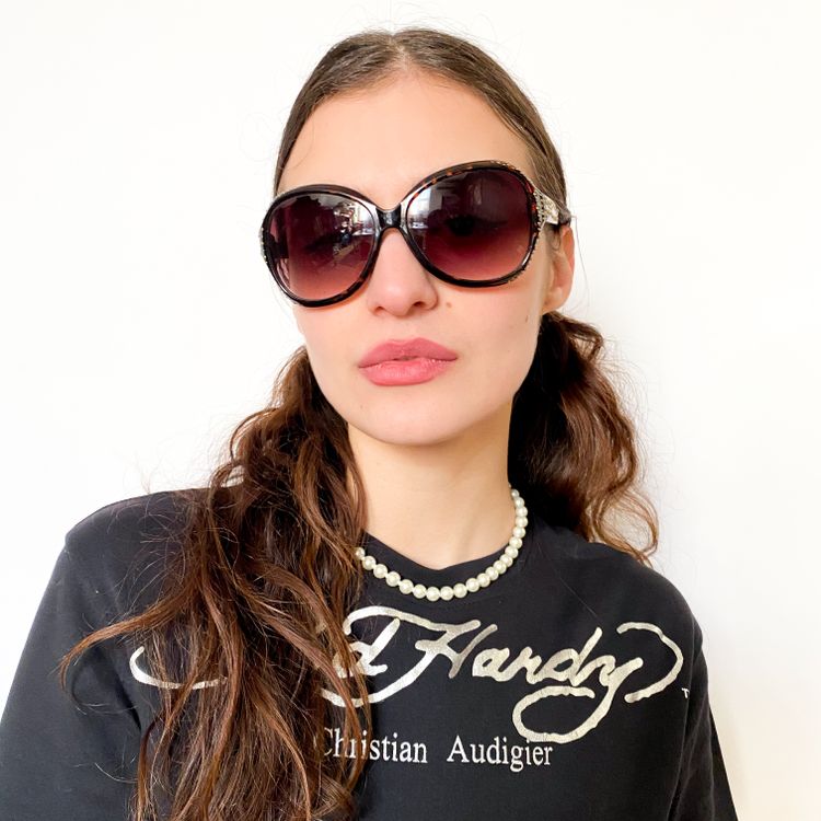 Other Vintage Y2K bedazzled oversized sunglasses in brown product image