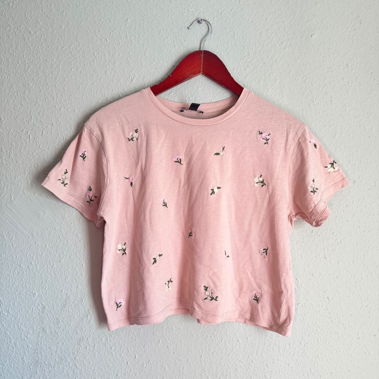 Other Pink Floral Short Sleeve Crop Top product image