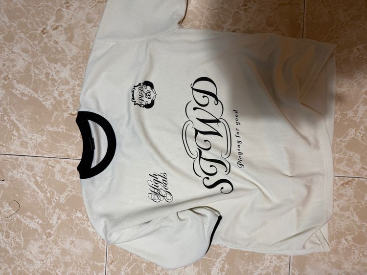 White T-Shirt With Black Collar And Sleeve Edges