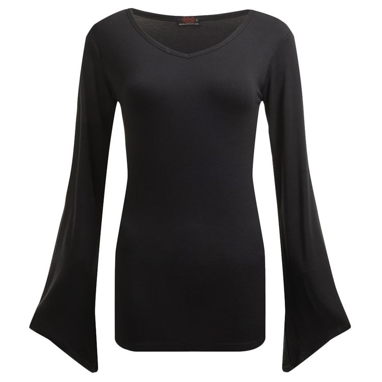Spiral - V Neck Goth Sleeve Top Black