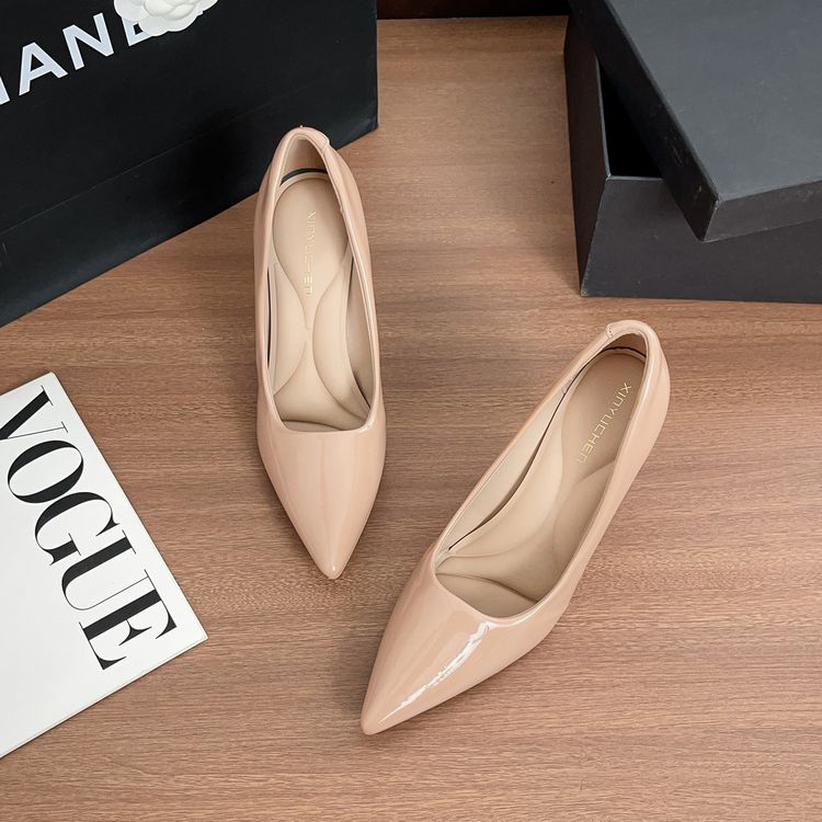Beige Pointed-Toe High Heels image 1