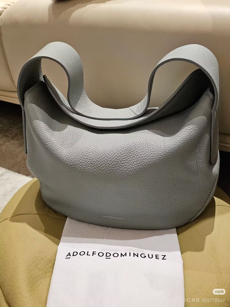 Adolfo Dominguez Grey Leather Handbag Purely handmade