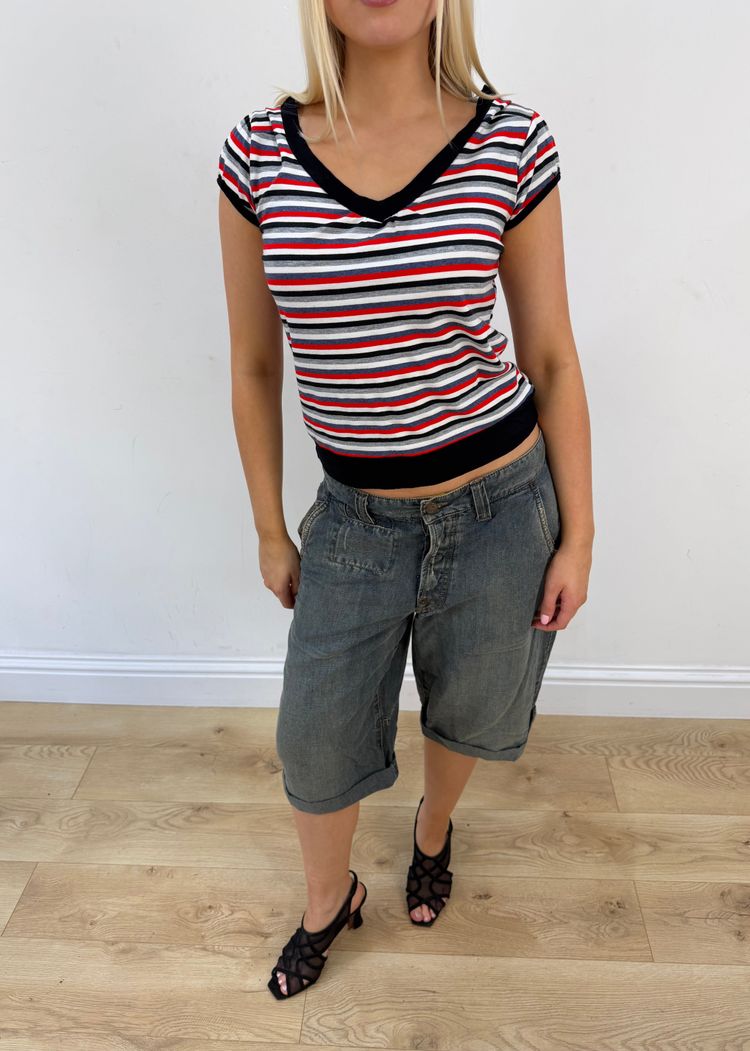 small black red and white striped ralph lauren t-shirt image 2