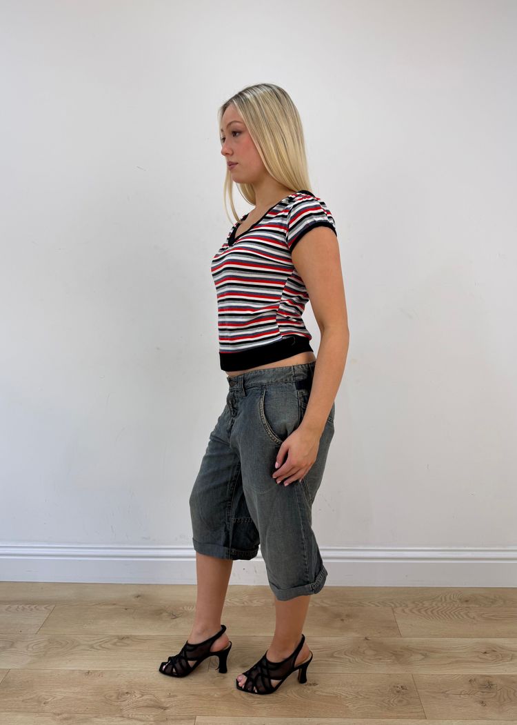 small black red and white striped ralph lauren t-shirt image 3