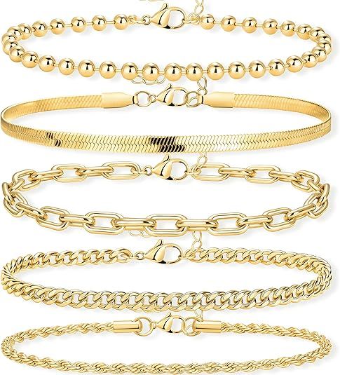 14K Gold Bracelets Set