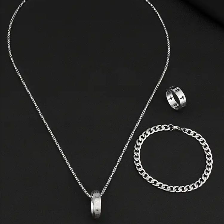 Silver-Tone Necklace, Bracelet, And Ring Set image 5