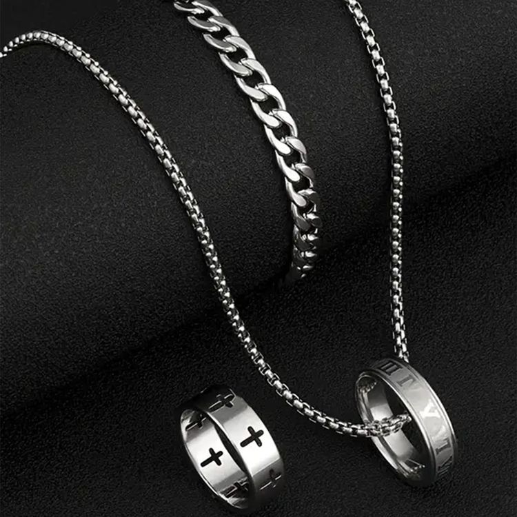 Silver-Tone Necklace, Bracelet, And Ring Set image 2