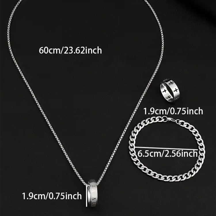 Silver-Tone Necklace, Bracelet, And Ring Set image 1