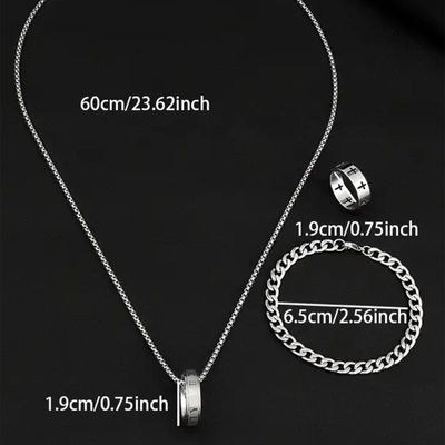 Silver-Tone Necklace, Bracelet, And Ring Set
