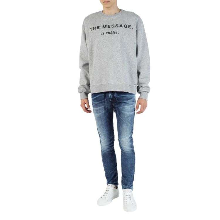 DIESEL S POND GR Mens Oversized Sweatshirt Crew Neck Winter Pullover Jumper Grey 4