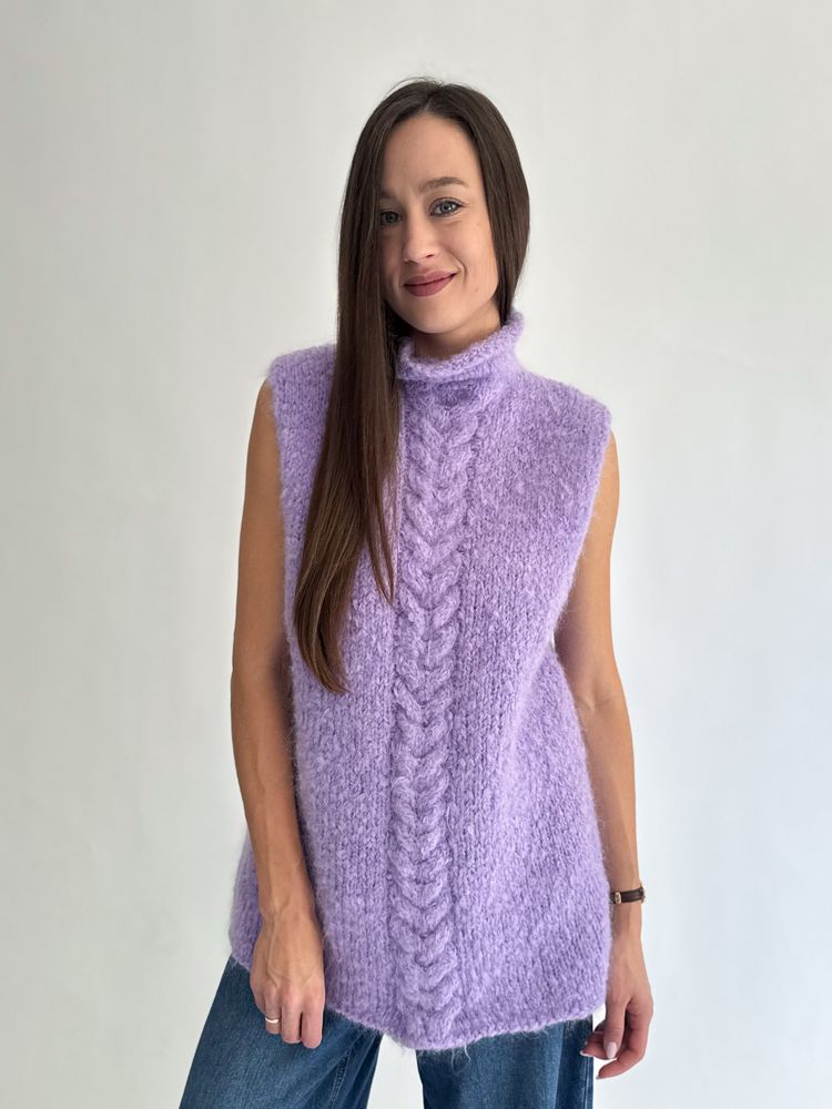 Liliowa kamizelka z golfem 4
