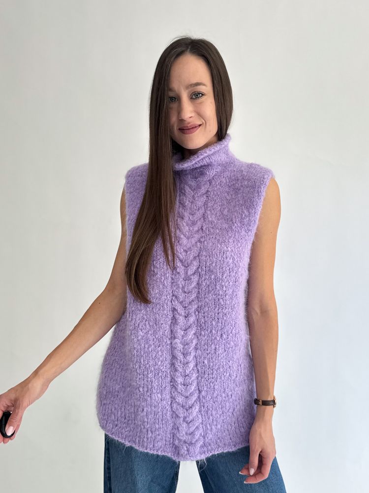 Liliowa kamizelka z golfem 5