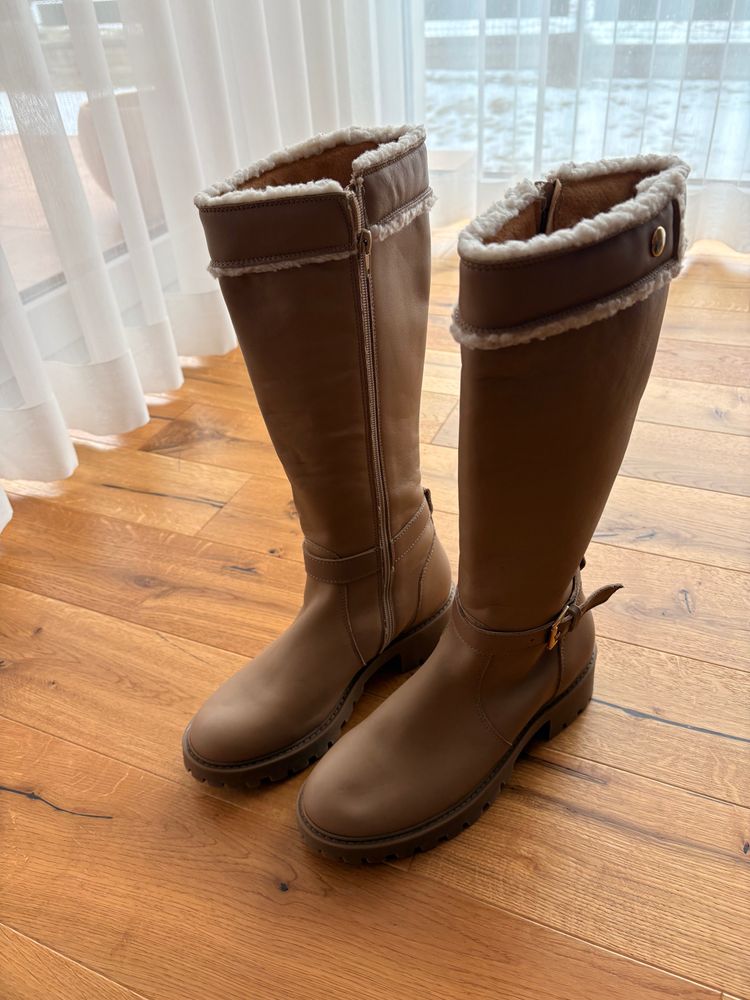 Anna Field Anna Fields Brown Knee-High Boots With Shearling Lining size 38 product image