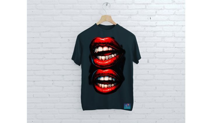 Other Black T-Shirt With Red Lips Graphic product image