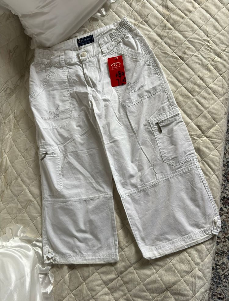 Furcom White Casual Cotton Pants