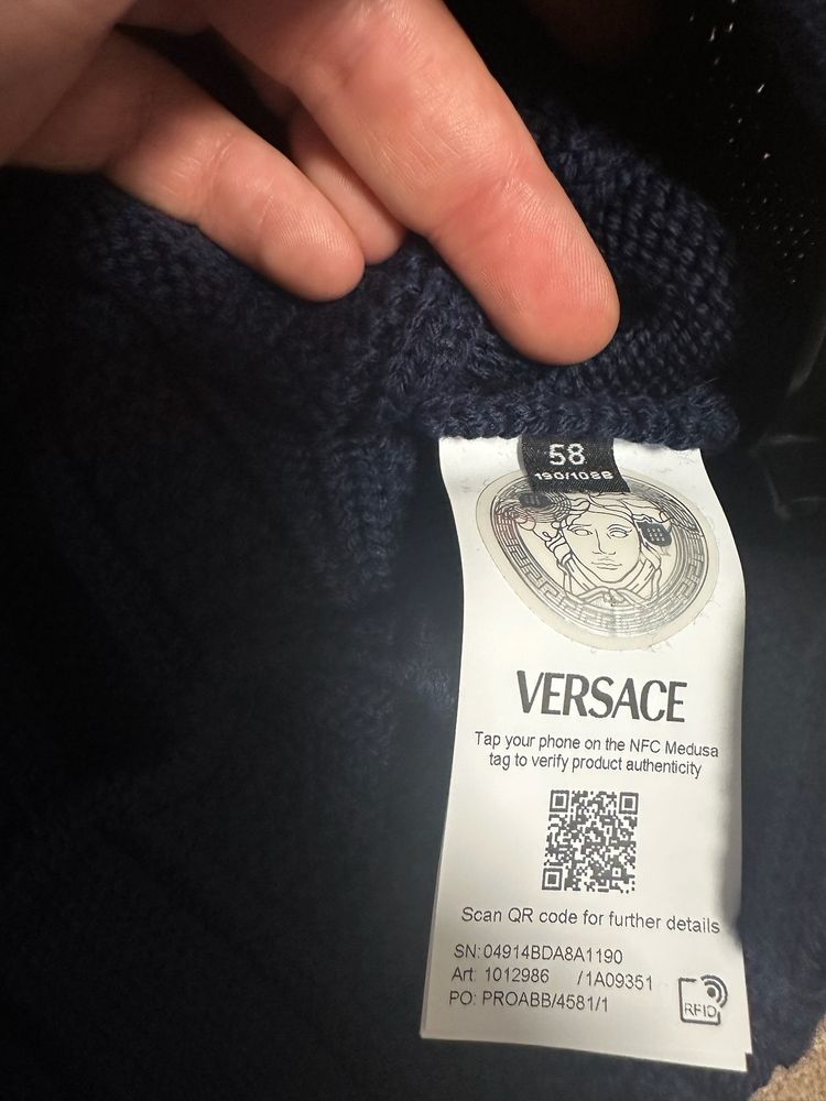 Versace Navy Blue Knit Cardigan image 8