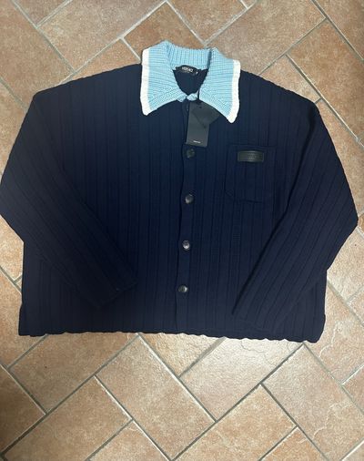Versace Navy Blue Knit Cardigan