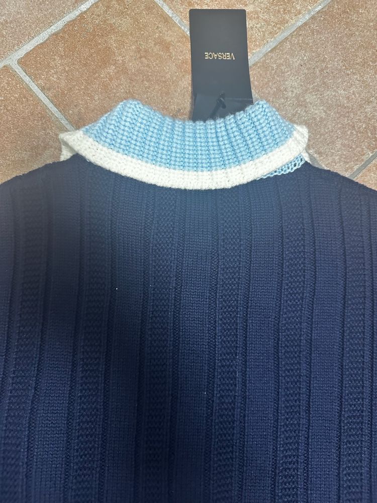 Versace Navy Blue Knit Cardigan image 10