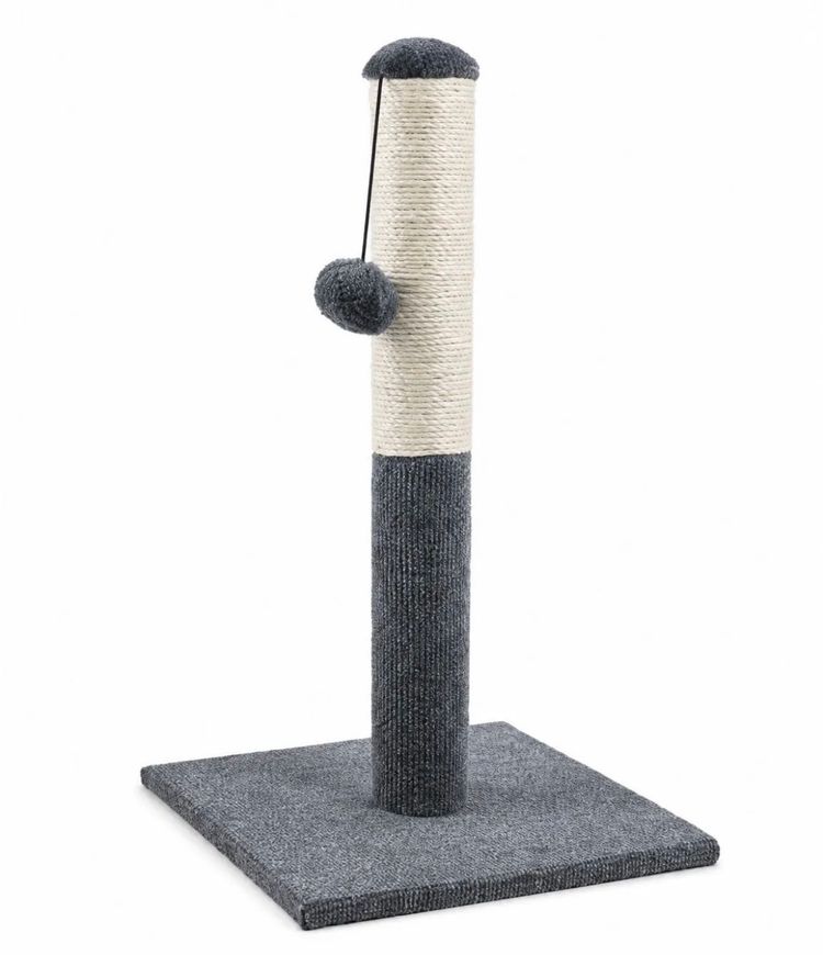 Unbranded Gray and Beige Cat Scratching Post with Hanging Ball Toy product image