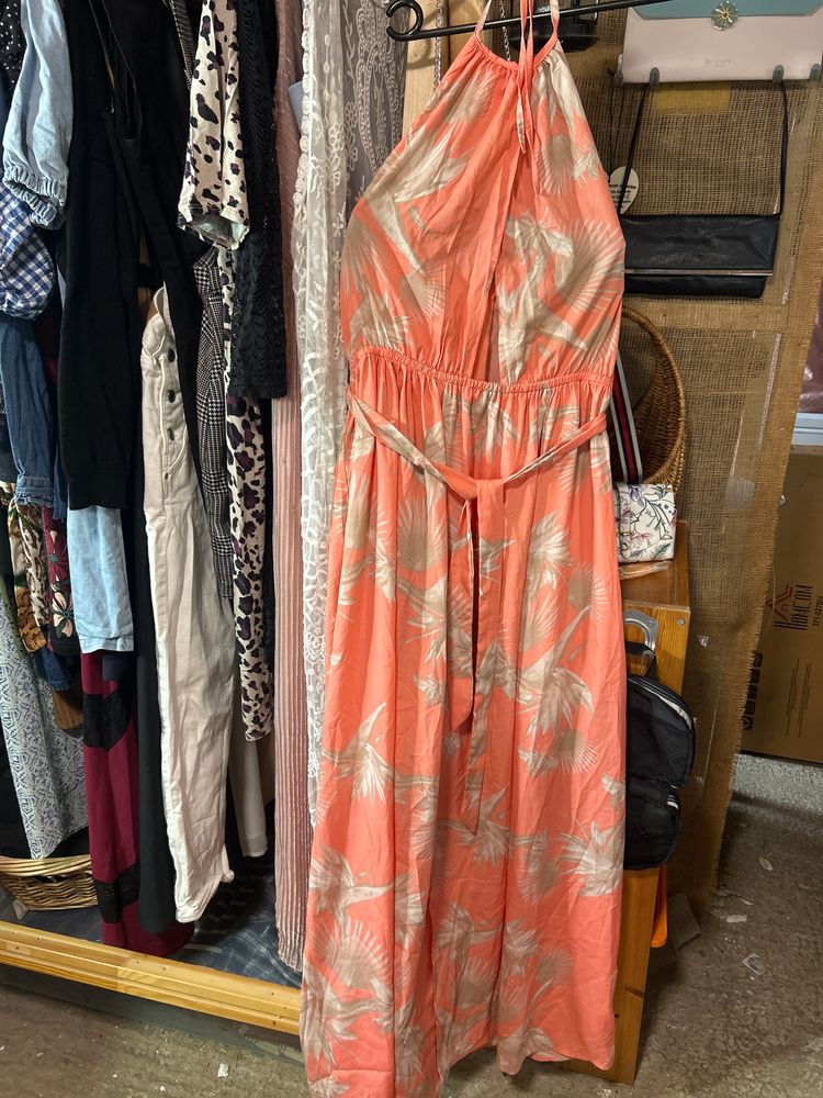 Boohoo Boohoo Coral Halter Neck Maxi Dress product image