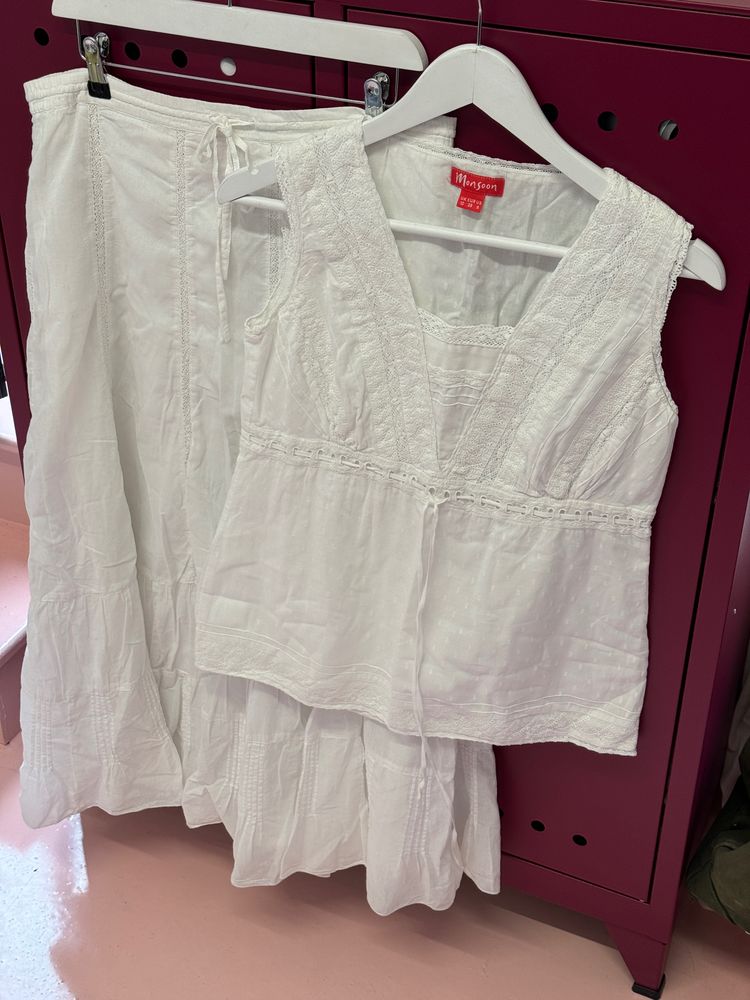 White milkmaid Top And Skirt Set